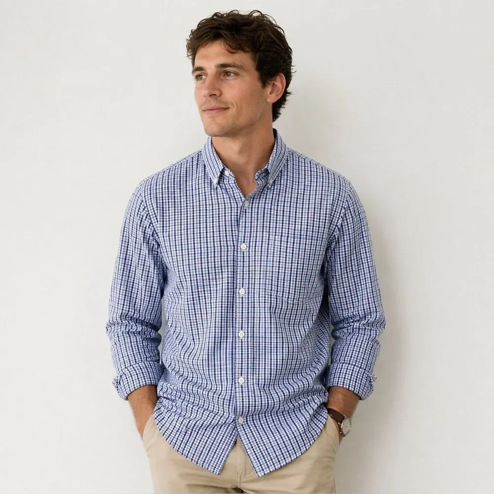 J.Crew Slim Fit Button Down Shirt Blue Purple Check XL